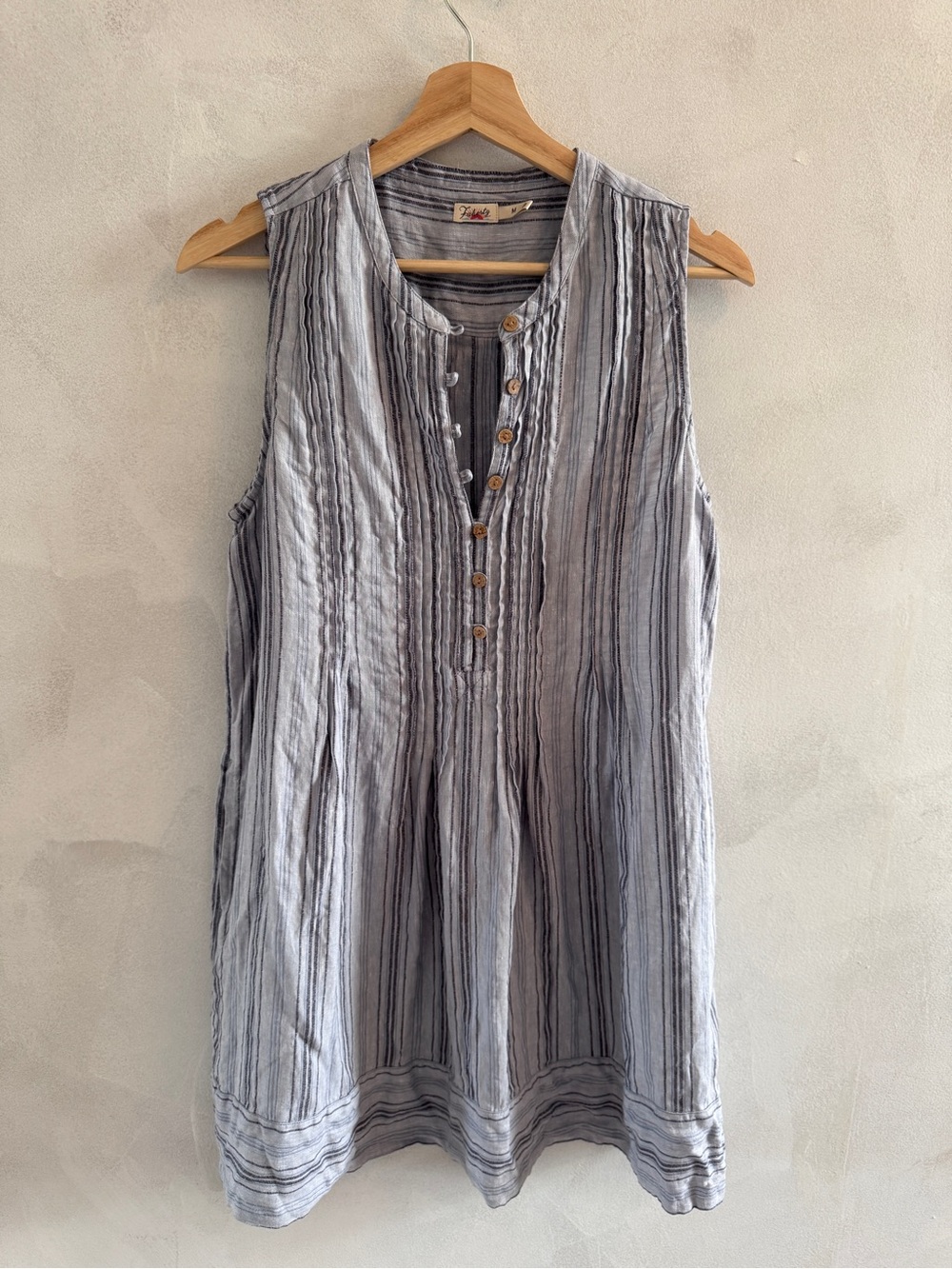 Faherty - Isha Stripe Sleeveless Linen Dress with Blue Stripes